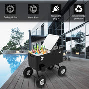 VINGLI 80 Quart Patio Cooler Portable Bar Drink Cooler Rolling Cart on Wheels Black/Gray