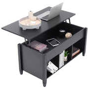 Vingli Wood Lift Top Coffee Table Modern Dining Center Table with Hidden Compartment & Open Storage Shelf