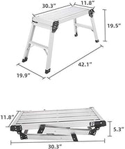 LUISLADDERS Aluminum Folding Ladder Extra-Large Step Bench Ladder Anti-Slip 1/2 Step