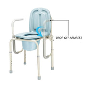 OMECAL 450lbs Medical Bedside Commode Chair Homecare Toilet Seat Adjustable Height with Safety Steel Frame