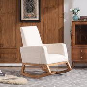 VINGLI Rocking Chair Armchair with Upholstered Tall Back