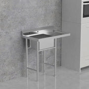 Vingli 39in Commercial 304 Stainless Steel Restaurant Kitchen Sink with Drainboard & Workbench Sink