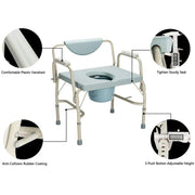 OMECAL 550lbs Heavy Duty Drop Arm Medical Homecare Toilet Seat With Safety Steel Frame Bedside Commode Chair Adjustable Height