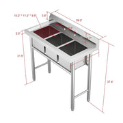 Vingli 39in Commercial 304 Stainless Steel Restaurant Sink 3-Compartment