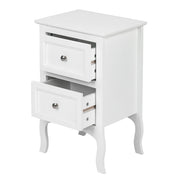 VINGLI Nightstand With 2 Drawers End Bedside Table White