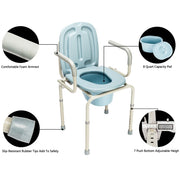 OMECAL 450lbs Medical Toilet Chair Adjustable Height with Safety Steel Frame