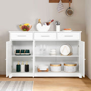 VINGLI Buffet Sideboard Cabinet Kitchen Storage Cabinet With 3 Drawers And Doors White