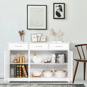 VINGLI Buffet Sideboard Cabinet Kitchen Storage Cabinet With 3 Drawers And Doors White