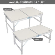 VINGLI Portable Small Folding Camping Table Adjustable Height Aluminum Table
