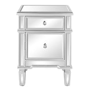 VINGLI Silver Mirrored Nightstand with 1-Drawers & 1 Side Doors