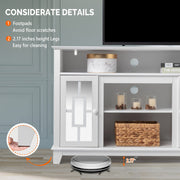 VINGLI 55in TV Stand White TV Stand Entertainment Center with Mirror Doors
