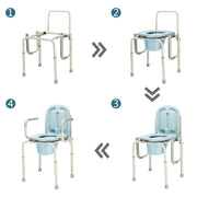 OMECAL 450lbs Homecare Toilet Seat Adjustable Height With Safety Steel Fram
