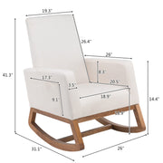 VINGLI High Back Upholstered Lounge Rocking Chair with Side Pocket