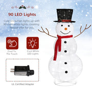 VINGLI 4FT Lighted Christmas Snowman Outdoor Xmas Crystal Snowman Yard Decoration Pre-lit 90 LED Lights with Stakes Secured