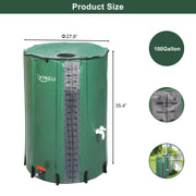 VINGLI Collapsible Rain Barrel Portable Water Storage Tank 50 Gallon / 66 Gallon/ 100 Gallon