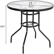 VINGLI 32 Inch Outdoor Tempered Glass Dining Table Square/Round