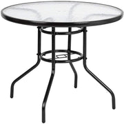 VINGLI 32 Inch Outdoor Tempered Glass Dining Table Square/Round