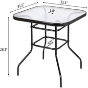 VINGLI 32 Inch Outdoor Tempered Glass Dining Table Square/Round