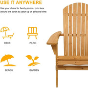 VINGLI Adirondack Chair Wooden Outdoor Chairs Folding Chair