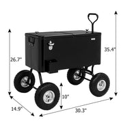 VINGLI 80 Quart Patio Cooler Portable Bar Drink Cooler Rolling Cart on Wheels Black/Gray