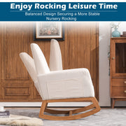 VINGLI High Back Upholstered Lounge Rocking Chair with Side Pocket