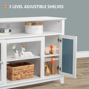 VINGLI 55in TV Stand White TV Stand Entertainment Center with Mirror Doors