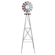 VINGLI 8 FT Metal Windmill Ornamental Spinner Garden Decorations Grey/Red/Green/Blue