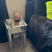 VINGLI Silver Mirrored Nightstand with 1-Drawer