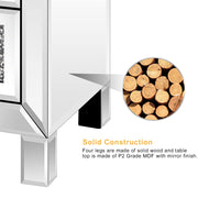 VINGLI Mirrored Nightstand With 3 Drawers Modern Glass  End Bedside Table With Mirrored Silver