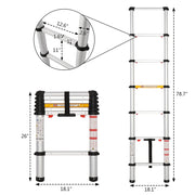 LUISLADDERS 6.5/8.5/12.5 FT Collapsible Telescoping Ladder One-Button Retraction Aluminum Multi-Purpose Extension Ladders