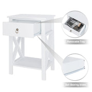 VINGLI Nightstand with Drawer and Shelf for Small Spaces