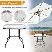 VINGLI 32 Inch Outdoor Tempered Glass Dining Table Square/Round