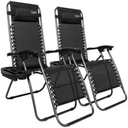 VINGLI 2 Sets Upgraded Zero Gravity Chairs Outdoor Folding Lounge Chairs Black/ Grey/ Blue/ Brown
