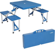 VINGLI 4 Ft  Portable Foldable Camping Picnic Table Set 220 Lbs Support 4-Seats Aluminum Frame Blue