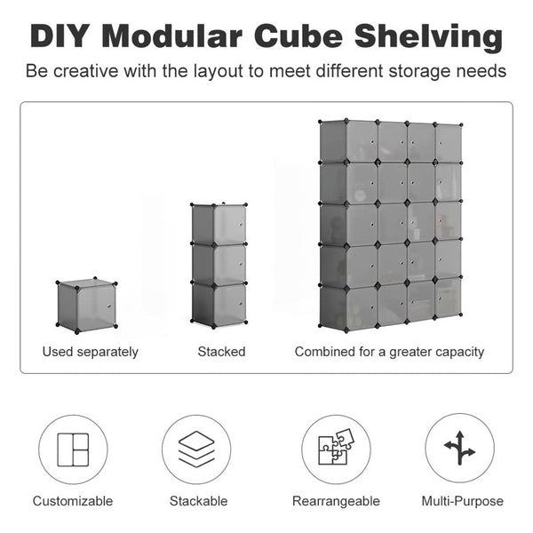 VINGLI Plastic Portable Large Stackable Storage Organizer 20 Cubes She
