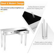 VINGLI Mirrored Vanity Desk with 2-Drawers