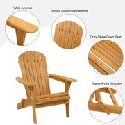 VINGLI Adirondack Chair Wooden Outdoor Patio Fire Pit Chairs Folding Chair