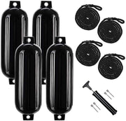 VINGLI 4-Pack Ribbed Boat Fender Outdoor Yacht Anti-Collision Float Black/Blue/White