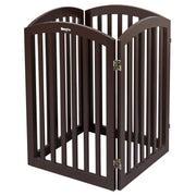 Vingli 76/81in Wide Pet Gate with Arched Top Folding Tall Fence Z Shape Puppy Gate Brown/White