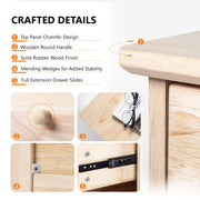 VINGLI Modern Nightstand with 3 Drawer DIY Dresser Natural Color