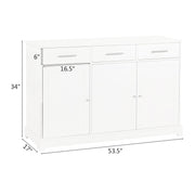 VINGLI Buffet Sideboard Cabinet Kitchen Storage Cabinet With 3 Drawers And Doors White