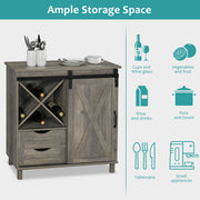 VINGLI 2 Drawers Mini Buffet Sideboard Accent Storage Cabinet Wine Rack Cabinet Grey