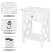 VINGLI Nightstand with Drawer and Shelf for Small Spaces