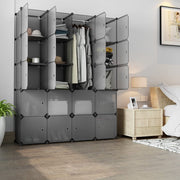 VINGLI Plastic Portable Large Stackable Storage Organizer 20 Cubes Shelves with Doors Gray