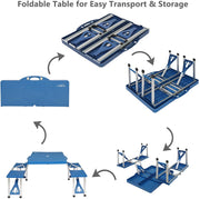 VINGLI 4 Ft  Portable Foldable Camping Picnic Table Set 220 Lbs Support 4-Seats Aluminum Frame Blue