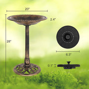 VINGLI 28in Antique Copper Pedestal Bird Bath With Solar Fountain Copper/Green