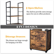 VINGLI 2 Drawer Storage Organiser Rack Shelves Black/Brown