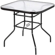 VINGLI 32 Inch Outdoor Tempered Glass Dining Table Square/Round