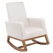 VINGLI High Back Upholstered Lounge Rocking Chair with Side Pocket