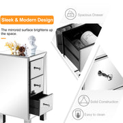 VINGLI Mirrored Nightstand with 3-Drawers Mirrored Furniture for Bedroom Living Room